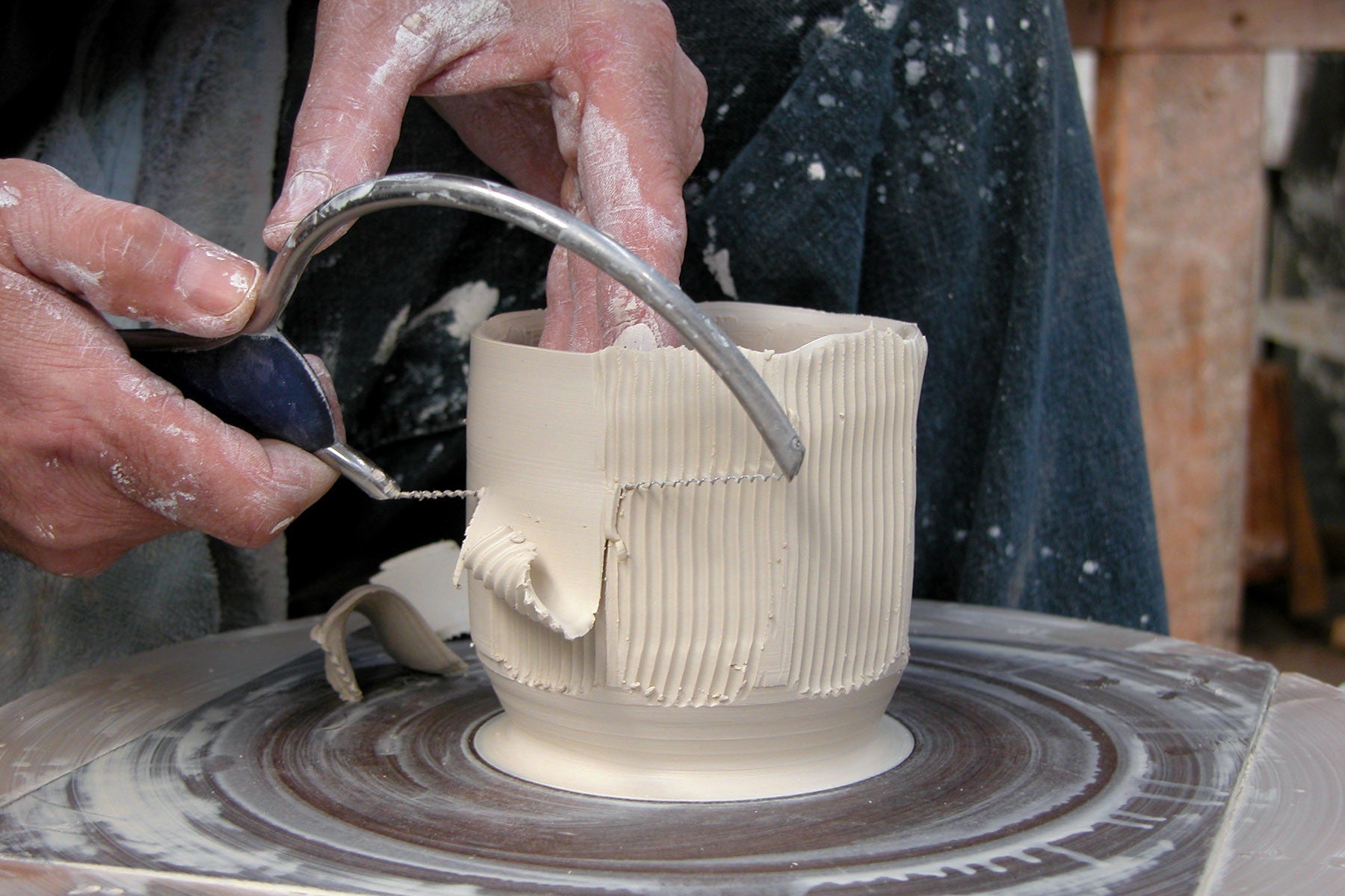 Artist Michael Sherrill using the Carving Bow with Curly Wire